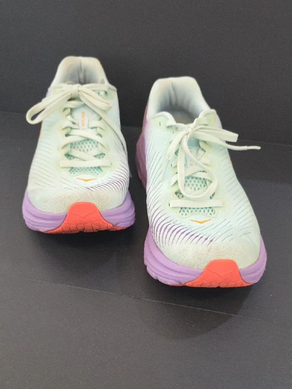 Hoka Rincon 3 Women's Mint Green & Purple Shoes with Orange Accent Size 8.5 - Picture 4 of 11